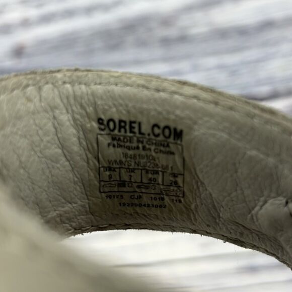 Sorel Nadia Heeled Sandals Elastic Ankle Strap Dove Gray Leather Shoes Women’s 9 - Picture 8 of 8